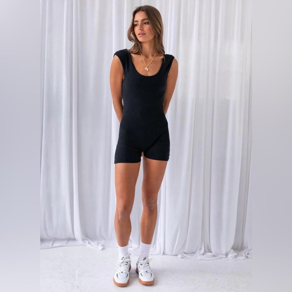 PEPPERMAYO The Keeper Organic Cotton Ribbed Scoop Back Playsuit Romper